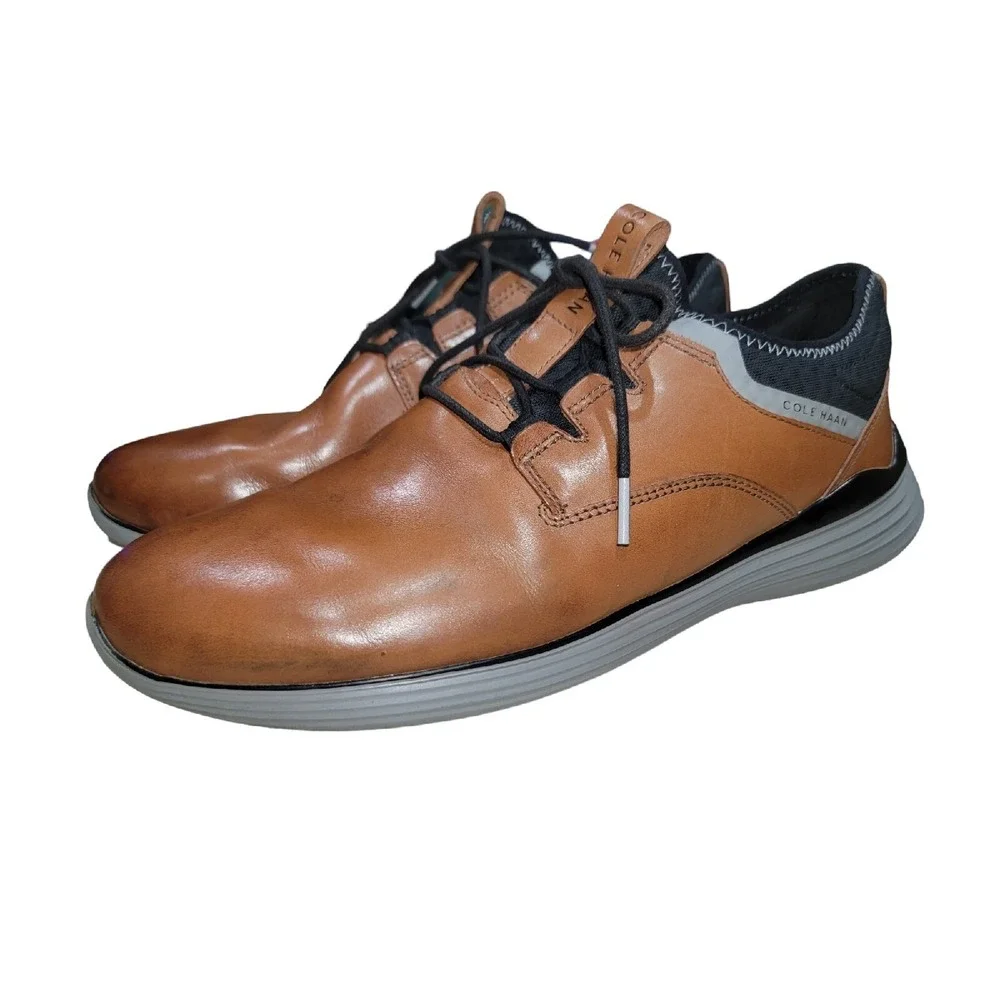 Cole Haan Men's GrandSport Brown Plain Toe Leather Lace Up Sneaker Size 12M‎